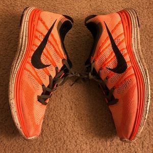 Nike Flyknit Lunar One - Orange/Olive Grn - sz 9.5